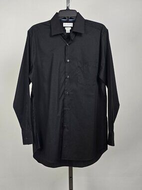 Bill Blass Black Slim Fit Dress Shirt Stretch Wrinkle Resistant NWT Size M